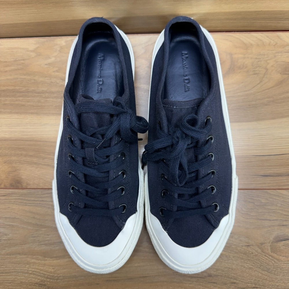 Massimo Dutti Navy Blue Canvas Low Top Sneakers Mens 10 EU 43 Casual Minimalist